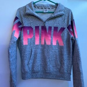 vs pink quarter zip sweatshirt